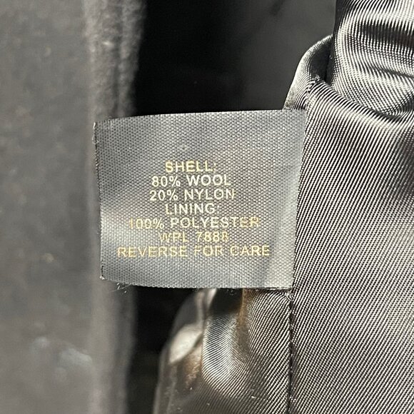 AK Anne Klein Black Wool Blend Coat Women's Medium Classic Pea Jacket - Picture 3 of 7